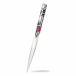 Sea Gems Pen & Letter Opener Set With Mackintosh Pink & Black Rose Design Comes Gift Boxed