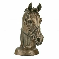 Fiesta Studios Horse Head Figure Signed Harriet Glen Cold Cast Bronze Eventer