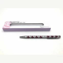 Sea Gems Silver & Red Mackintosh Rose Lattice Design Slimline Ballpoint Pen
