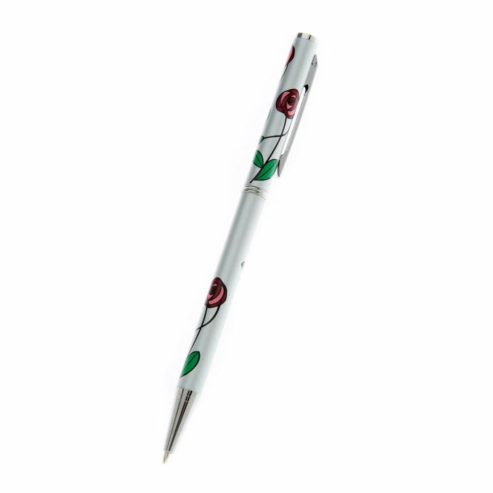 New β€οΈ Sea Gems Silver & Red Mackintosh Rose & Stem Design Slimline Ballpoint Pen π₯ 3 Sea Gems Silver & Red Mackintosh Rose & Stem Design Slimline Ballpoint Pen