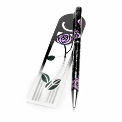 Sea Gems Pen And Bookmark Set Mackintosh Pink Rose & Bud In Presentation Box