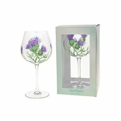 Joe Davies Hand Painted Thistle Gin Glass Designed By Christine Paine Gin Glasses