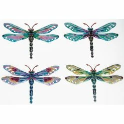 Joe Davies Set Of 4 Wall Hanging Metal Dragonflies, Bright Coloured Dragonfly Ideal For Garden Wall Or Fence Shudehill Giftware