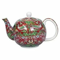 Lesser & Pavey Tea Pot In Red With William Morris Strawberry Thief Design