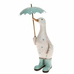 Joe Davies Shudehill Giftware Duck Ornament Aqua Polka Dot With Umbrella Davids Ducks Range