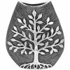 Joe Davies Tree Of Life Vase In Gunmetal Grey & Silver Curved Edge Shudehill Giftware