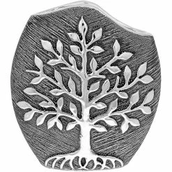 Joe Davies Tree Of Life Vase In Gunmetal Grey & Silver Wave Edge Shudehill Giftware