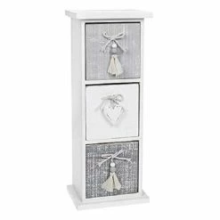 Joe Davies Shudehill Giftware White & Grey Three Drawer Chest 32 Cm X 12 Cm X 12 Cm