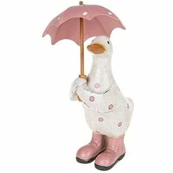 Joe Davies Duck Ornament Pink Polka Dot With Umbrella Small Davids Ducks Range
