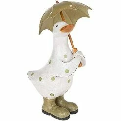 Joe Davies Duck Ornament Green Polka Dot With Umbrella Small Davids Ducks Range Shudehill Giftware