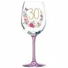 Joe Davies 30th Birthday Pink Stem Wine Glass With Flowers By Lulu Design