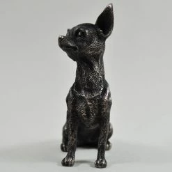 Fiesta Studios Chihuahua Dog Figure In Cold Cast Bronze