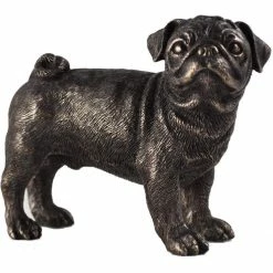 Fiesta Studios Pug Dog Figure Cold Cast Bronze Standing Sculpture