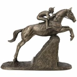 Fiesta Studios Horse Steeple Chaser With Rider By Harriet Glen Cold Cast Bronze
