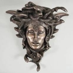 Fiesta Studios Medusa Head Wall Plaque Sculpture In Cold Cast Bronze