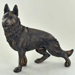 Fiesta Studios German Shepherd Dog Painted Bronze Resin Sculpture
