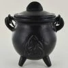 Fiesta Studios Cast Iron Small Cauldron Triquetra Design With Removable Lid