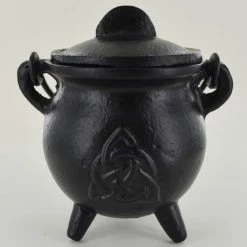 Fiesta Studios Cast Iron Small Cauldron Triquetra Design With Removable Lid