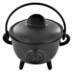 Fiesta Studios Cast Iron Cauldron Triquetra Design With Removable Lid