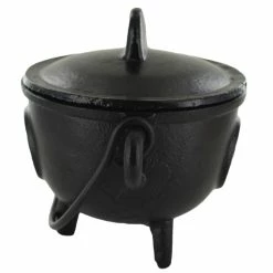 Fiesta Studios Cast Iron Cauldron Pentagram Design With Removable Lid