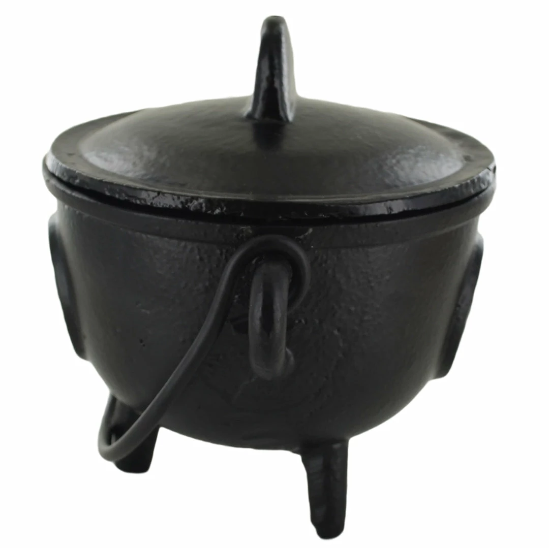 Budget 😀 Fiesta Studios Cast Iron Cauldron Pentagram Design With Removable Lid 🎁 4 Fiesta Studios Cast Iron Cauldron Pentagram Design With Removable Lid