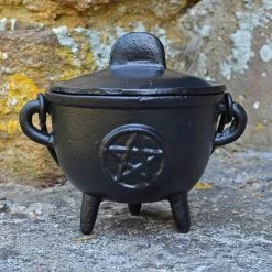 Budget 😀 Fiesta Studios Cast Iron Cauldron Pentagram Design With Removable Lid 🎁 13 Fiesta Studios Cast Iron Cauldron Pentagram Design With Removable Lid