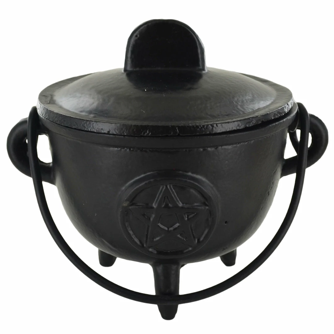 Budget 😀 Fiesta Studios Cast Iron Cauldron Pentagram Design With Removable Lid 🎁 5 Fiesta Studios Cast Iron Cauldron Pentagram Design With Removable Lid