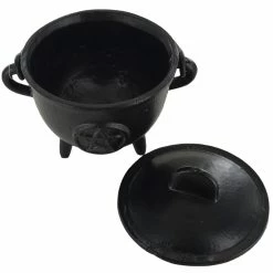 Budget 😀 Fiesta Studios Cast Iron Cauldron Pentagram Design With Removable Lid 🎁 12 Fiesta Studios Cast Iron Cauldron Pentagram Design With Removable Lid