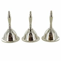 Fiesta Studios Three Silver Nickel Bells With Pentagram Triquetra & Triple Moon Symbols