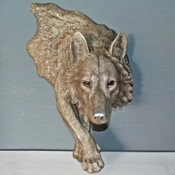 Fiesta Studios Wolf Wall Plaque In Antique Silver Finish 3D Wall Art