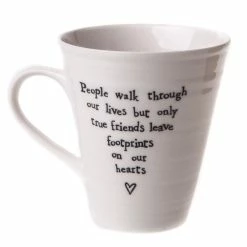 East Of India Porcelain Mug Friends Leave Footprints On Your Heart