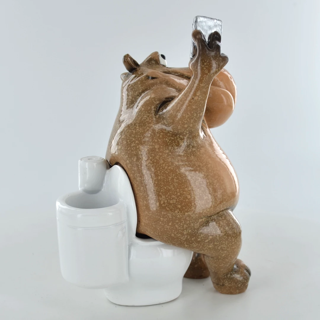 Wholesale ✔️ Fiesta Studios Comical Hippo On The Toilet Taking Selfie ❤️ 7 Fiesta Studios Comical Hippo On The Toilet Taking Selfie