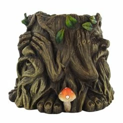 Fiesta Studios Tree Ent Plant Pot Holder Hear No, See No, Speak No Evil Decorative Planter