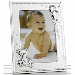 Joe Davies Shudehill Giftware Baby Silver Coloured 5 X 7 Photo Frame With Bear & Balloon Detail
