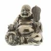 Widdop Ornaments Happy Buddha With Golden Nugget & Leaf In Bronze Finish