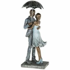 Joe Davies Rainy Day Embrace Couple Under Umbrella Figure