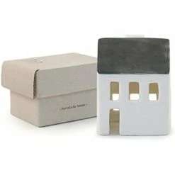 East Of India Porcelain House Tea Light Cover 6cm