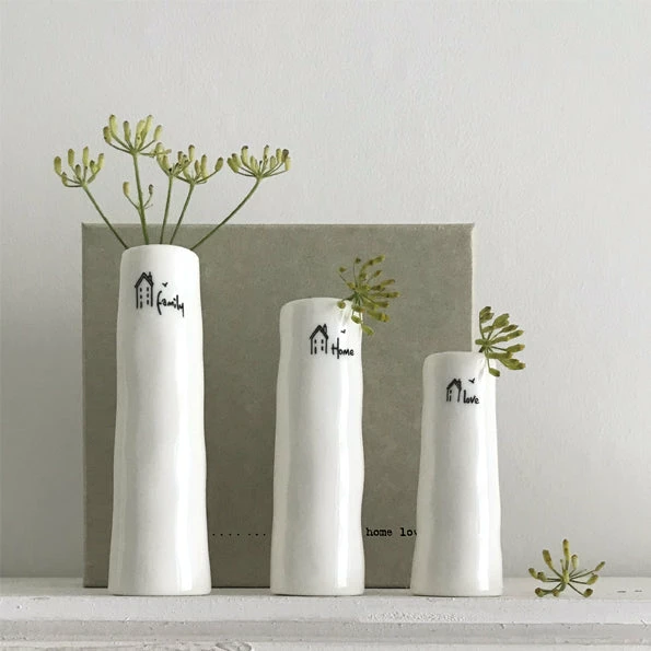 Cheapest ๐ East Of India Porcelain Trio Of Bud Vases Family, Home, Love โ๏ธ 3 East Of India Porcelain Trio Of Bud Vases Family, Home, Love