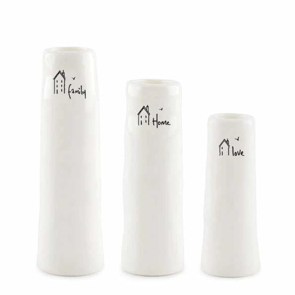 Cheapest ๐ East Of India Porcelain Trio Of Bud Vases Family, Home, Love โ๏ธ 4 East Of India Porcelain Trio Of Bud Vases Family, Home, Love