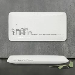 East Of India Porcelain Wobbly Long Trinket Dish Family