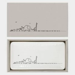 East Of India Porcelain Wobbly Long Trinket Dish Good Friends