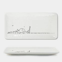 East Of India Porcelain Wobbly Long Trinket Dish Good Friends