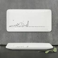 East Of India Porcelain Wobbly Long Trinket Dish Good Friends