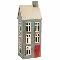 Joe Davies Village Pottery Tall Grey House Tealight Holder