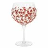 Joe Davies Sunny By Sue Hand Decorated Red & Gold Blossom Gin Glass