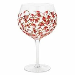 Joe Davies Sunny By Sue Hand Decorated Red & Gold Blossom Gin Glass