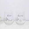 Widdop Luxury Stemless Wine Glass Set His & Hers Amore By Juliana Wedding, Engagement, Anniversary