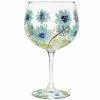 Lesser & Pavey Hand Painted Blue Gerbera Flowers Gin Glass Leonardo Collection