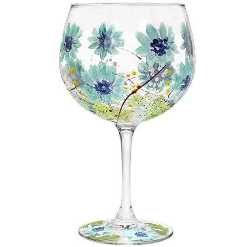 Best deal π Lesser & Pavey Hand Painted Blue Gerbera Flowers Gin Glass Leonardo Collection π 3 Lesser & Pavey Hand Painted Blue Gerbera Flowers Gin Glass Leonardo Collection