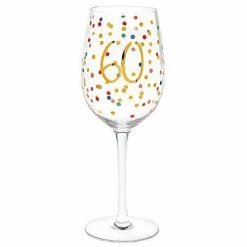 Joe Davies Shudehill Giftware 60th Birthday Wine Glass With Multicoloured Dots